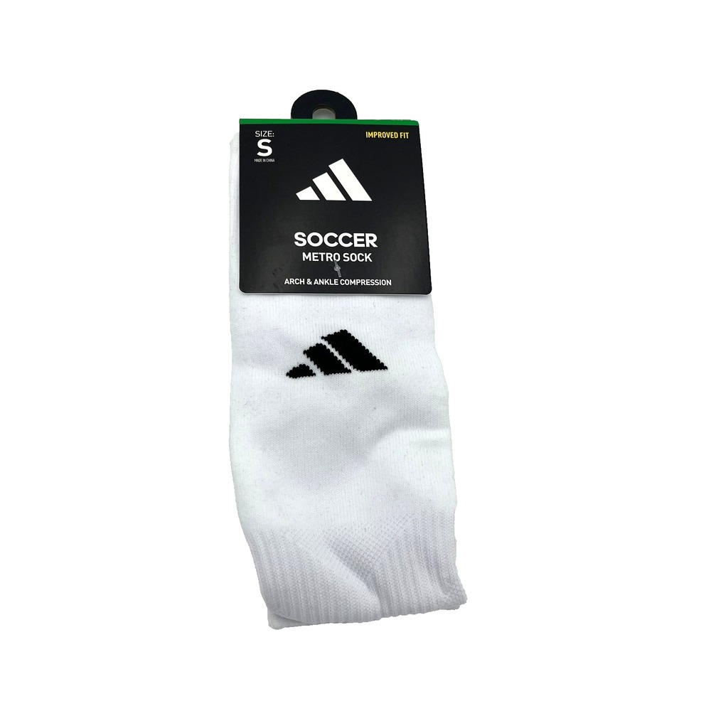 Adidas Soccer Metro Socks Unisex White Black Logo Youth Size S 2Y-5Y
